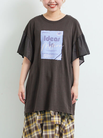 [接触冷感]フレアスリーブチュニックTシャツ（オフホワイト/ブラック/レッド/ブルー）｜SM2（エスエムツー）通販