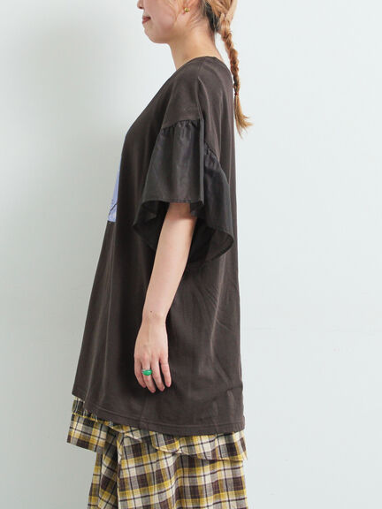 [接触冷感]フレアスリーブチュニックTシャツ（オフホワイト/ブラック/レッド/ブルー）｜SM2（エスエムツー）通販
