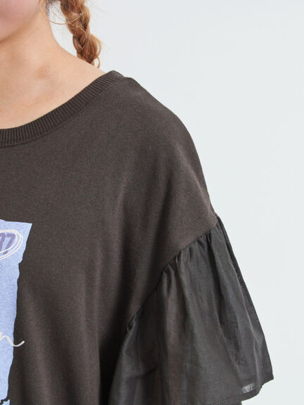 [接触冷感]フレアスリーブチュニックTシャツ（オフホワイト/ブラック/レッド/ブルー）｜SM2（エスエムツー）通販