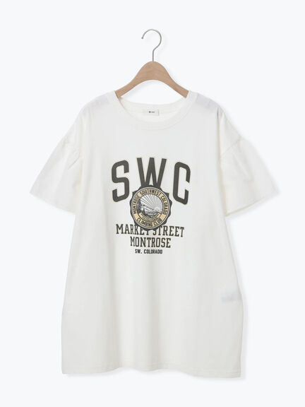 [接触冷感]フレアスリーブチュニックTシャツ（オフホワイト/ブラック/レッド/ブルー）｜SM2（エスエムツー）通販
