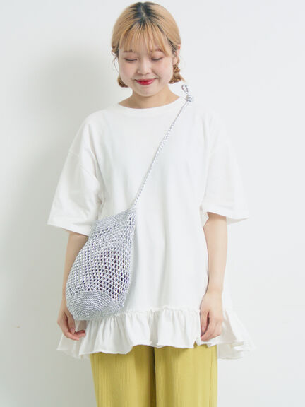 ピグメント加工裾フリルチュニックTシャツ（オフホワイト/チャコールグレー/ベージュ/パープル）｜SM2（エスエムツー）通販