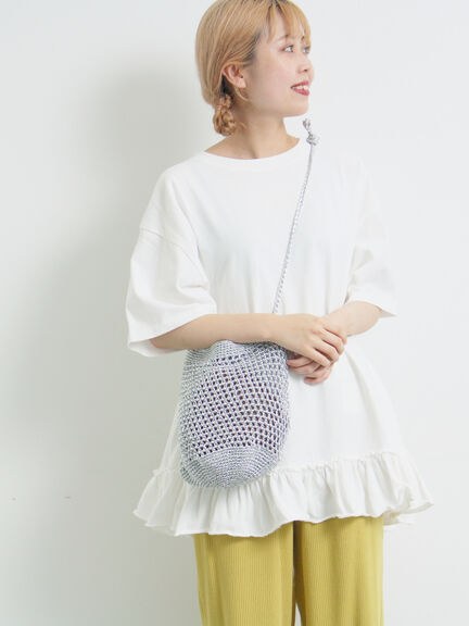 ピグメント加工裾フリルチュニックTシャツ（オフホワイト/チャコールグレー/ベージュ/パープル）｜SM2（エスエムツー）通販