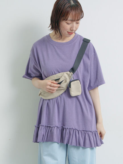 ピグメント加工裾フリルチュニックTシャツ（オフホワイト/チャコールグレー/ベージュ/パープル）｜SM2（エスエムツー）通販