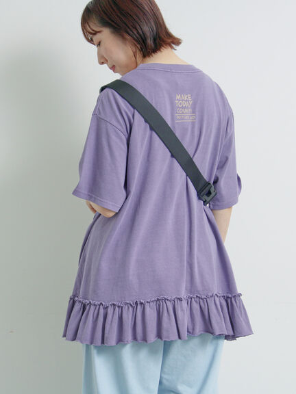 ピグメント加工裾フリルチュニックTシャツ（オフホワイト/チャコールグレー/ベージュ/パープル）｜SM2（エスエムツー）通販