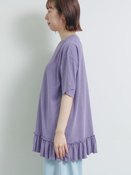 ピグメント加工裾フリルチュニックTシャツ（オフホワイト/チャコールグレー/ベージュ/パープル）｜SM2（エスエムツー）通販