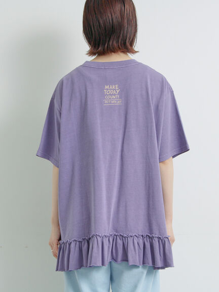 ピグメント加工裾フリルチュニックTシャツ（オフホワイト/チャコールグレー/ベージュ/パープル）｜SM2（エスエムツー）通販