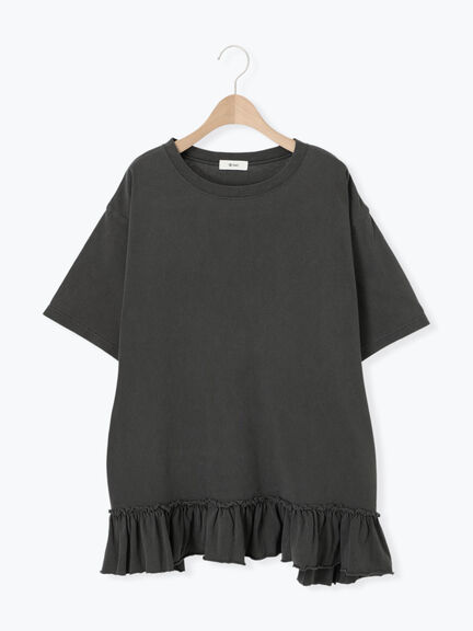 ピグメント加工裾フリルチュニックTシャツ（オフホワイト/チャコールグレー/ベージュ/パープル）｜SM2（エスエムツー）通販