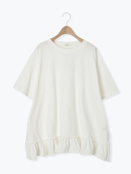 ピグメント加工裾フリルチュニックTシャツ（オフホワイト/チャコールグレー/ベージュ/パープル）｜SM2（エスエムツー）通販