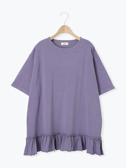 ピグメント加工裾フリルチュニックTシャツ（オフホワイト/チャコールグレー/ベージュ/パープル）｜SM2（エスエムツー）通販