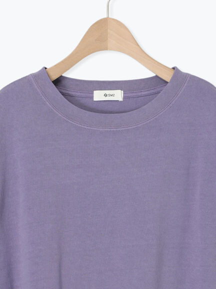 ピグメント加工裾フリルチュニックTシャツ（オフホワイト/チャコールグレー/ベージュ/パープル）｜SM2（エスエムツー）通販