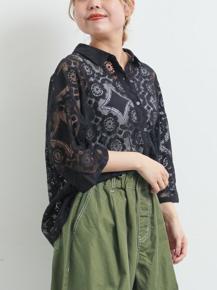 レースシャツ（ブラック/オレンジ/ブラウン/グリーン/クリーム）｜SM2（エスエムツー）通販