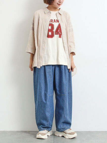 [接触冷感]ナンバリングプリントTシャツ（オフホワイト/チャコールグレー/グリーン/クリーム）｜SM2（エスエムツー）通販