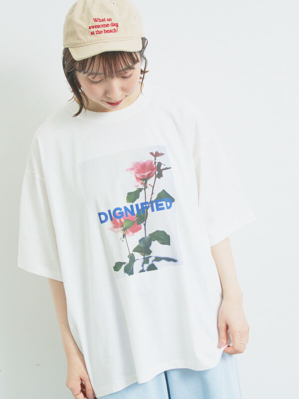 [接触冷感]バックシャーリング転写プリントTシャツ（オフホワイト/ブラック/ピンク/クリーム）｜SM2（エスエムツー）通販