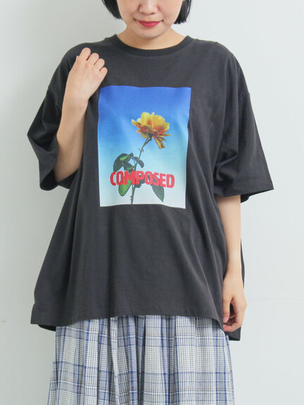 [接触冷感]バックシャーリング転写プリントTシャツ（オフホワイト/ブラック/ピンク/クリーム）｜SM2（エスエムツー）通販