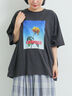 [接触冷感]バックシャーリング転写プリントTシャツ（オフホワイト/ブラック/ピンク/クリーム）｜SM2（エスエムツー）通販