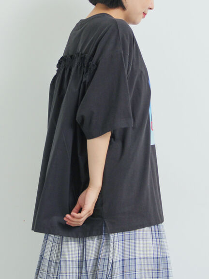 [接触冷感]バックシャーリング転写プリントTシャツ（オフホワイト/ブラック/ピンク/クリーム）｜SM2（エスエムツー）通販