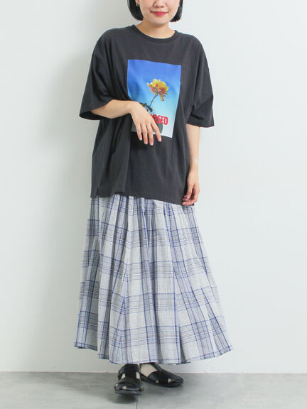 [接触冷感]バックシャーリング転写プリントTシャツ（オフホワイト/ブラック/ピンク/クリーム）｜SM2（エスエムツー）通販