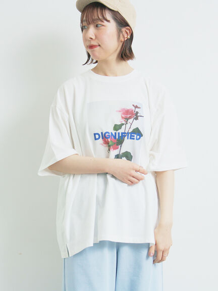 [接触冷感]バックシャーリング転写プリントTシャツ（オフホワイト/ブラック/ピンク/クリーム）｜SM2（エスエムツー）通販