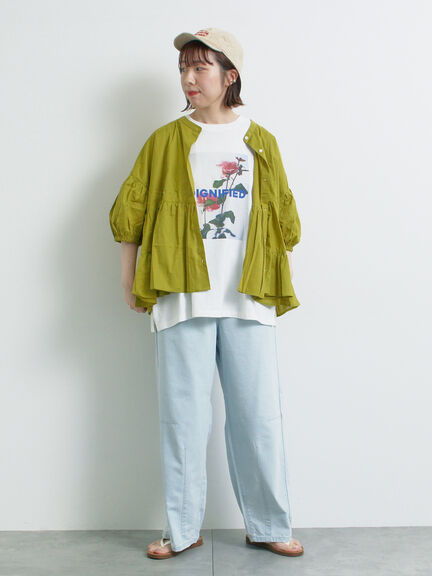 [接触冷感]バックシャーリング転写プリントTシャツ（オフホワイト/ブラック/ピンク/クリーム）｜SM2（エスエムツー）通販