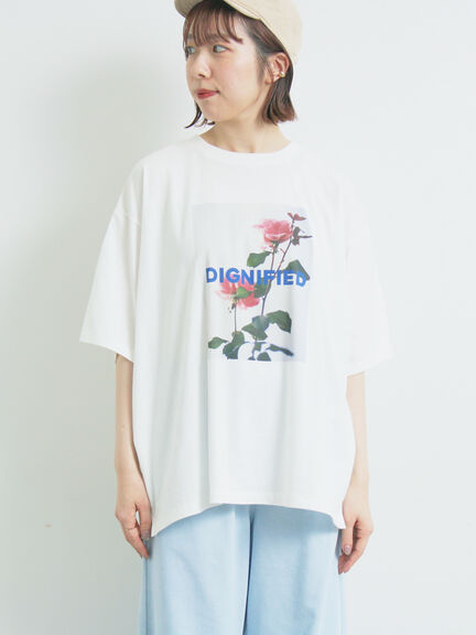 [接触冷感]バックシャーリング転写プリントTシャツ（オフホワイト/ブラック/ピンク/クリーム）｜SM2（エスエムツー）通販