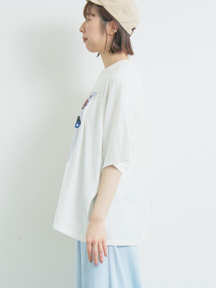 [接触冷感]バックシャーリング転写プリントTシャツ（オフホワイト/ブラック/ピンク/クリーム）｜SM2（エスエムツー）通販