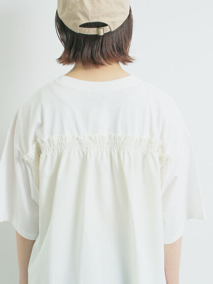 [接触冷感]バックシャーリング転写プリントTシャツ（オフホワイト/ブラック/ピンク/クリーム）｜SM2（エスエムツー）通販