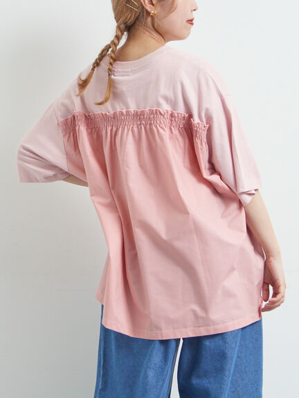 [接触冷感]バックシャーリング転写プリントTシャツ（オフホワイト/ブラック/ピンク/クリーム）｜SM2（エスエムツー）通販