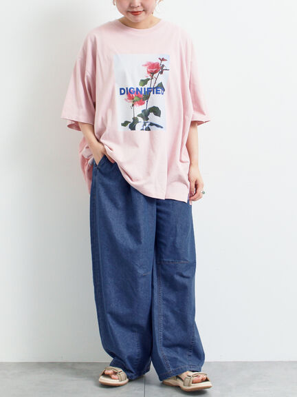 [接触冷感]バックシャーリング転写プリントTシャツ（オフホワイト/ブラック/ピンク/クリーム）｜SM2（エスエムツー）通販