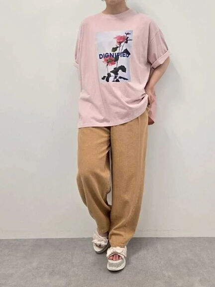[接触冷感]バックシャーリング転写プリントTシャツ（オフホワイト/ブラック/ピンク/クリーム）｜SM2（エスエムツー）通販