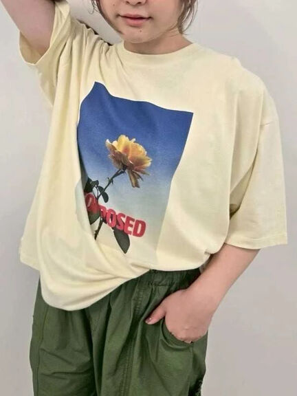 [接触冷感]バックシャーリング転写プリントTシャツ（オフホワイト/ブラック/ピンク/クリーム）｜SM2（エスエムツー）通販