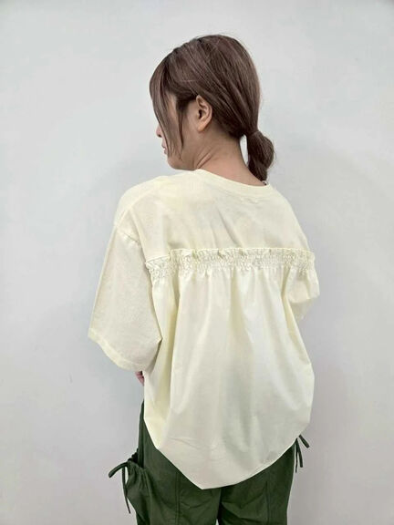 [接触冷感]バックシャーリング転写プリントTシャツ（オフホワイト/ブラック/ピンク/クリーム）｜SM2（エスエムツー）通販