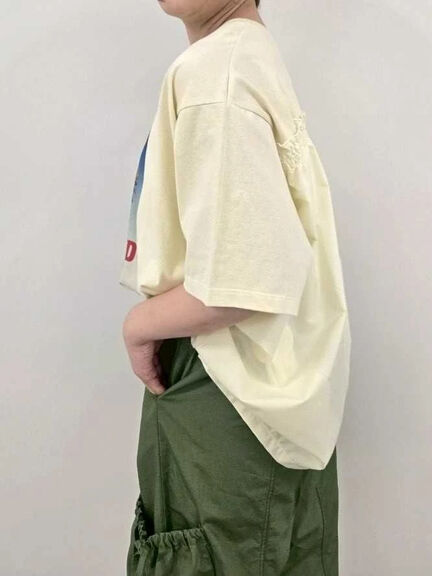 [接触冷感]バックシャーリング転写プリントTシャツ（オフホワイト/ブラック/ピンク/クリーム）｜SM2（エスエムツー）通販