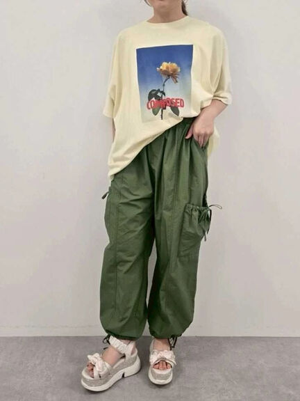 [接触冷感]バックシャーリング転写プリントTシャツ（オフホワイト/ブラック/ピンク/クリーム）｜SM2（エスエムツー）通販