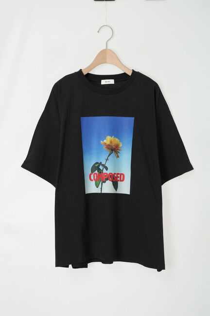 [接触冷感]バックシャーリング転写プリントTシャツ（オフホワイト/ブラック/ピンク/クリーム）｜SM2（エスエムツー）通販