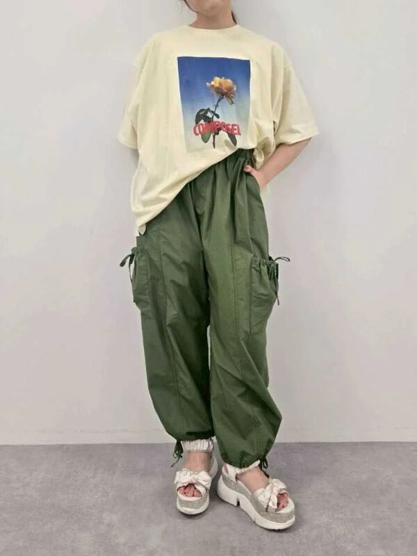 長ズボン　グリーン　カーキ　2枚　新品　S セール】 センター切替リボンカーゴパンツ（ブラック/ピンク