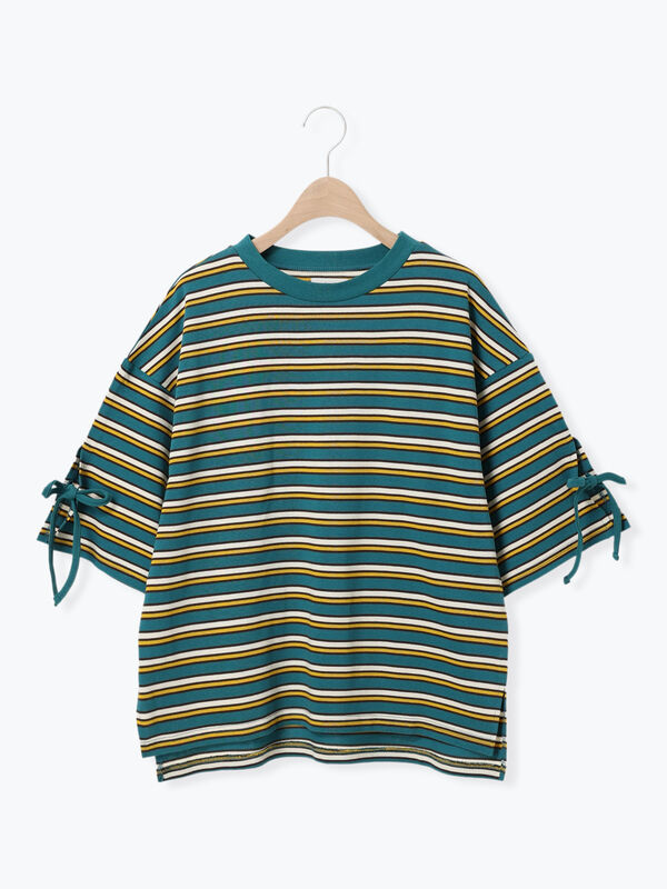 マルチボーダー袖スリットリボンTシャツ（グリーン）｜SM2（エスエムツー）通販