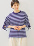 マルチボーダー袖スリットリボンTシャツ（ピンク/レッド/ベージュ/グリーン/ネイビー）｜SM2（エスエムツー）通販