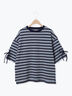マルチボーダー袖スリットリボンTシャツ（ピンク/レッド/ベージュ/グリーン/ネイビー）｜SM2（エスエムツー）通販