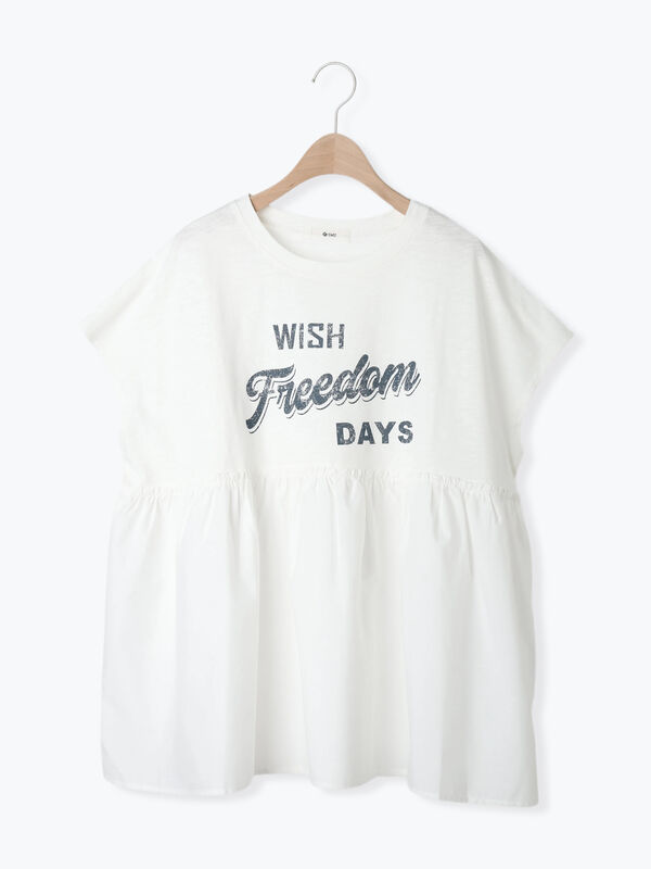[接触冷感]切替ギャザーロゴプリントフレンチ袖Tシャツ（オフホワイト）｜SM2（エスエムツー）通販