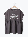 [接触冷感]切替ギャザーロゴプリントフレンチ袖Tシャツ（チャコールグレー）｜SM2（エスエムツー）通販