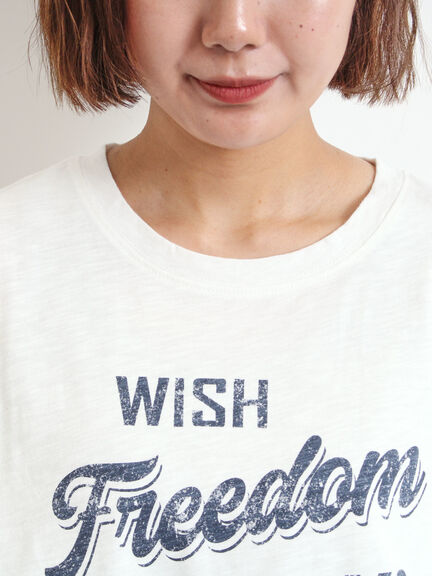 [接触冷感]切替ギャザーロゴプリントフレンチ袖Tシャツ（オフホワイト/チャコールグレー/イエロー）｜SM2（エスエムツー）通販