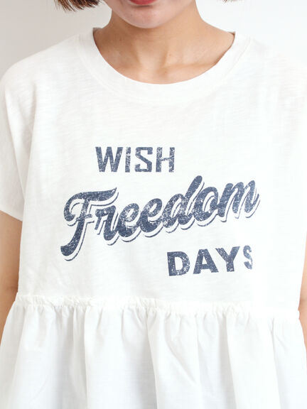 [接触冷感]切替ギャザーロゴプリントフレンチ袖Tシャツ（オフホワイト/チャコールグレー/イエロー）｜SM2（エスエムツー）通販