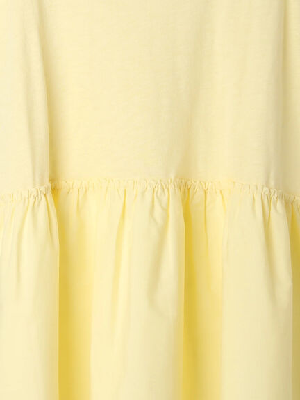 [接触冷感]切替ギャザーロゴプリントフレンチ袖Tシャツ（オフホワイト/チャコールグレー/イエロー）｜SM2（エスエムツー）通販