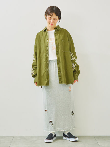 袖口シアー切替ロゴプリントカットソー（オフホワイト/チャコールグレー/オレンジ/ブルー）｜SM2（エスエムツー）通販