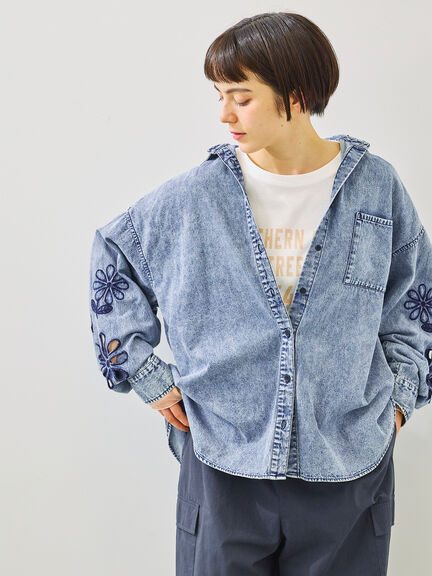 袖口シアー切替ロゴプリントカットソー（オフホワイト/チャコールグレー/オレンジ/ブルー）｜SM2（エスエムツー）通販