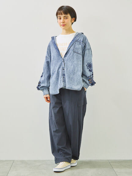 袖口シアー切替ロゴプリントカットソー（オフホワイト/チャコールグレー/オレンジ/ブルー）｜SM2（エスエムツー）通販