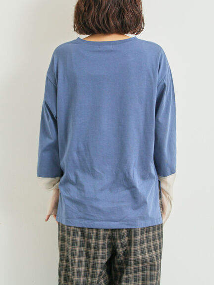 袖口シアー切替ロゴプリントカットソー（オフホワイト/チャコールグレー/オレンジ/ブルー）｜SM2（エスエムツー）通販