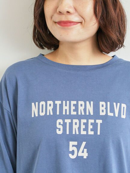 袖口シアー切替ロゴプリントカットソー（オフホワイト/チャコールグレー/オレンジ/ブルー）｜SM2（エスエムツー）通販