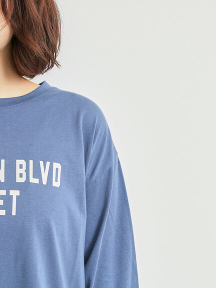 袖口シアー切替ロゴプリントカットソー（オフホワイト/チャコールグレー/オレンジ/ブルー）｜SM2（エスエムツー）通販