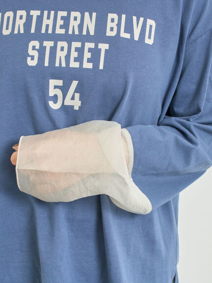 袖口シアー切替ロゴプリントカットソー（オフホワイト/チャコールグレー/オレンジ/ブルー）｜SM2（エスエムツー）通販